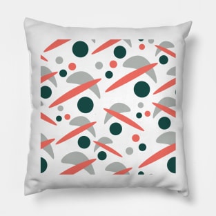 Abstract Shapes Pattern Green Coral Grey Pillow