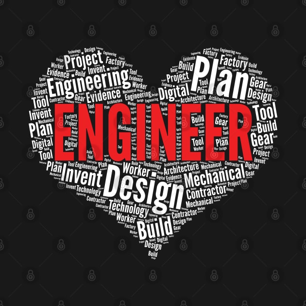 Engineer Heart Shape Word Cloud Design print by theodoros20