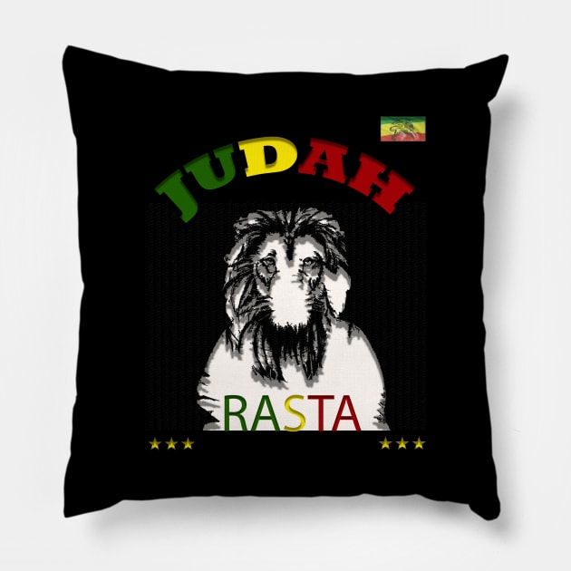 Judah Lion Rasta, Reggae Ethiopian Rastafari Jamaican Pillow by alzo