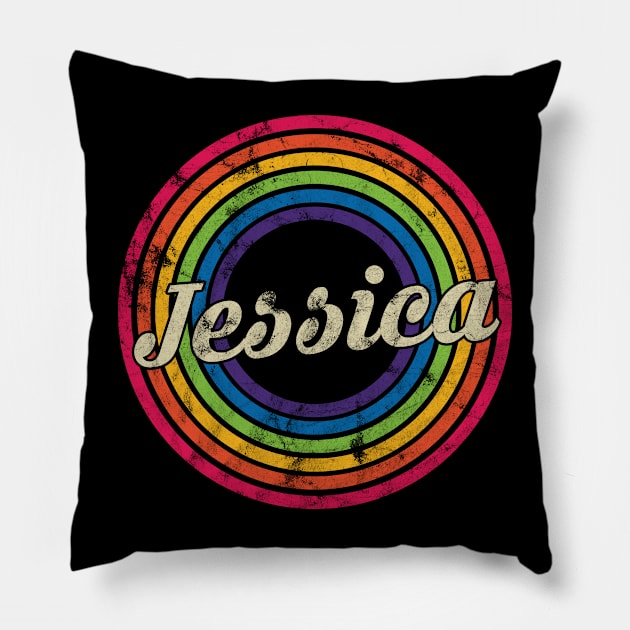 Jessica - Retro Rainbow Faded-Style Pillow by MaydenArt