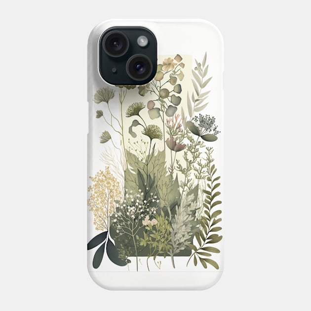 Olive Green Boho Botanical Wildflowers Phone Case by Kertz TheLegend