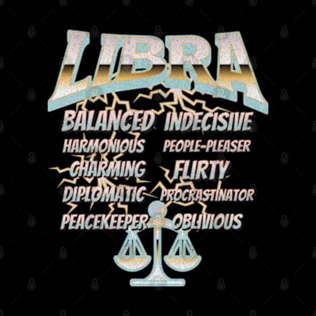 Libra Retro 90s Band Zodiac Birthday Traits Lightning by Lavender Celeste