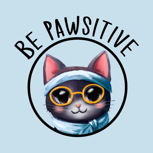 Stay Pawsitive Shirt, Be Pawsitive Shirt, Cat Positivity Shirt, Sarcastic Cat Shirt, cute paw t-shirt, Pawsitive Catitude, Funny Cat Lady Gift, Cat Mom Shirt Gift, Nerd Cat Shirt, Funny Nerdy Cat, Cute Nerd Cat Shirt, Cute Nerd Shirt, Cat Owner Gift Tee by GraviTeeGraphics