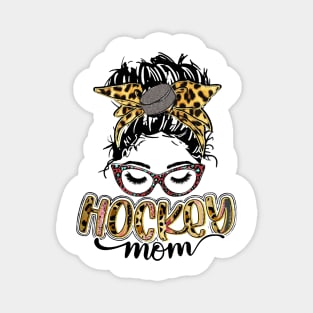 Hockey Mom Messy Bun   Hockey Mama Leopard Magnet