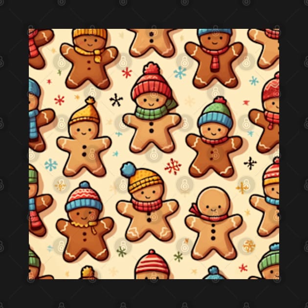 Gingerbread Men Pattern by ArtFactoryAI