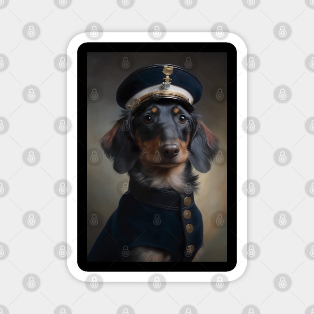 Dachsund Police Officer Classic Portrait Magnet by YeCurisoityShoppe