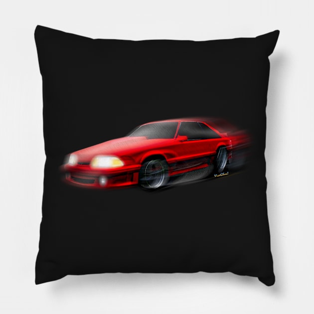 90 Ford Mustang GT 5.0 Pillow by vivachas