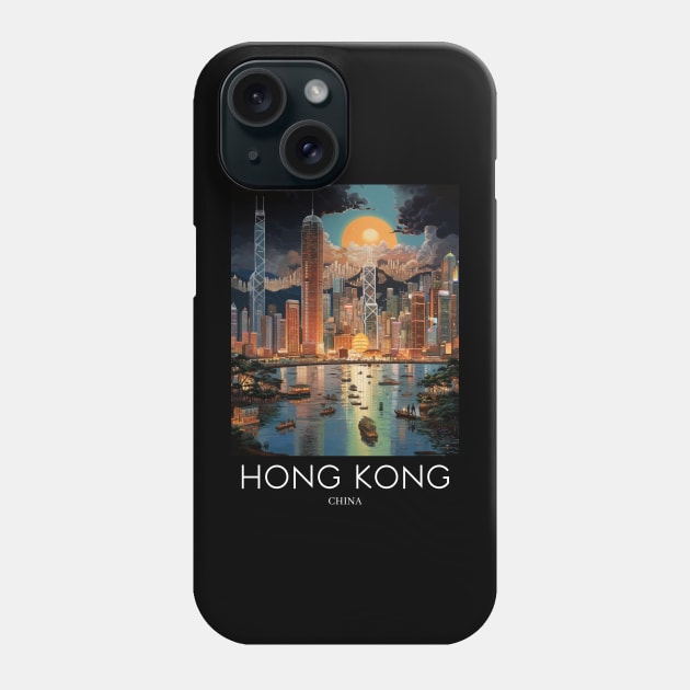 A Pop Art Travel Print of Hong Kong - China Phone Case by Studio Red Koala