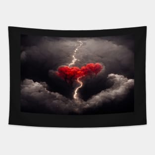 Red Broken Heart in the Clouds /  Broken Hearts Unwind Designs Tapestry