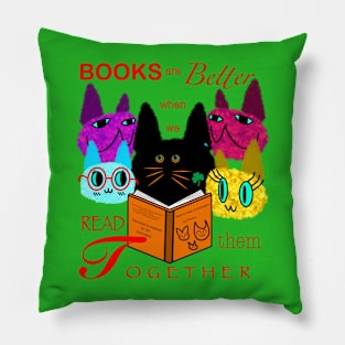 Fuzzy Cats Reading Together Pillow