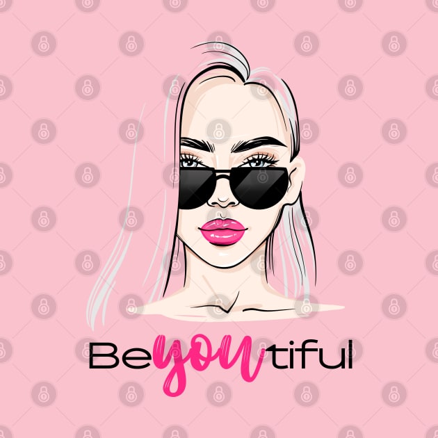 Be-YOU-Tiful - Beautiful- Motivational Phrase, Positive Quote by Mimielita