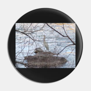 Obscurity by a Tree of the Great Blue Heron Pin