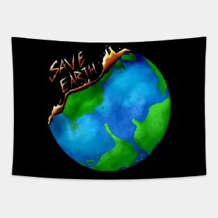 Burning Earth Globe - Save Earth For Earth Day Tapestry