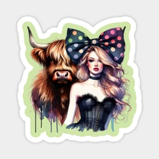 Fashion Model with Highland Cow Magnet