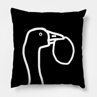 White Line Goose Stealing an Egg Minimal Portrait Pillow