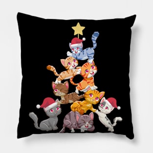 Cute Cats Christmas Tree Santa Claus Merry Christmas Gift Pillow