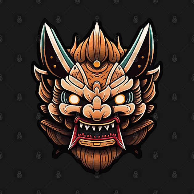 Traditional Japanese Oni Mask | Samurai Mask | Cyberpunk Mask | 0001 by InalZ