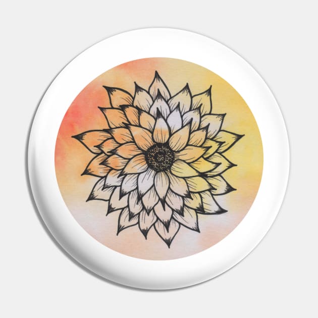 Line work flower watercolor Pin by GinaaArts