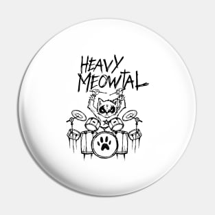 Heavy Metal Headbanger Gift Drummer Cat Playing Drum Meowtal Pin