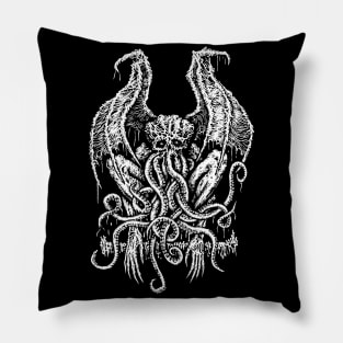 Colourless Cthulhu on Black Pillow