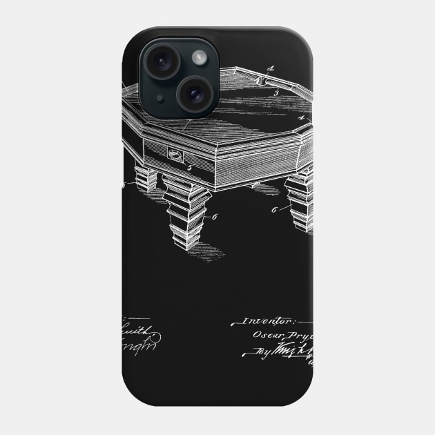 Pool Table Vintage Patent Hand Drawing Phone Case by TheYoungDesigns