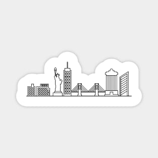 New York Skyline in black with details Magnet