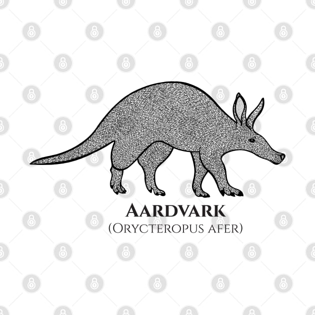Aardvark with Common and Latin Names - animal design - on white by Green Paladin