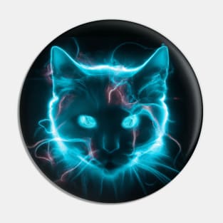 Futuristic Cyber Cat has an Electrical Glow Pin