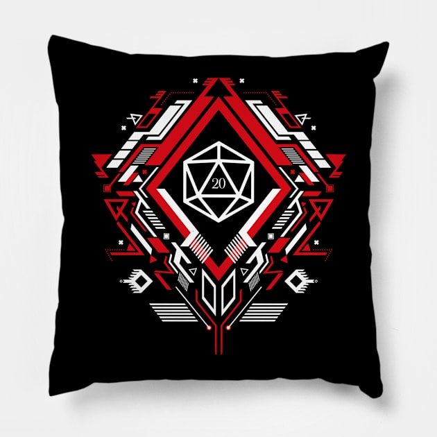 Futuristic Polyhedral D20 Dice TRPG Tabletop RPG Gaming Addict Pillow by dungeonarmory