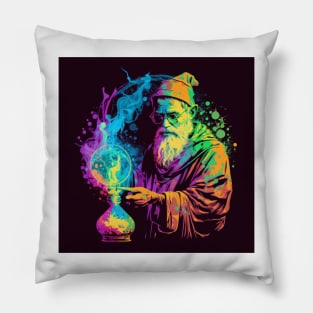 Wizard Casting a Spell Pop Art 4 Pillow