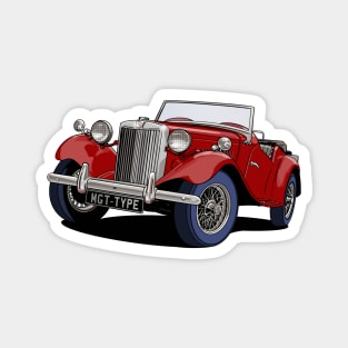 MG T-Type Classic British Sports Car in burgundy Magnet