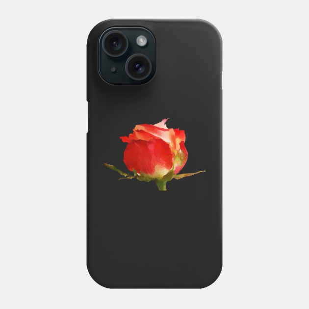 Romantic Rose - Red Watercolor Floral Bud Phone Case by Star58