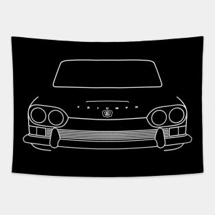 Triumph 2000 Mk 1 classic car white outline graphic Tapestry