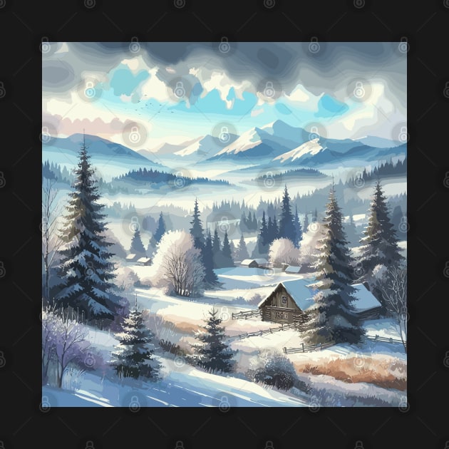 Winter Village Winter Landscape by Siha Arts