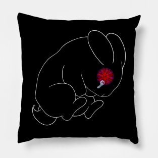 Sad Little Bunny (Black) Pillow