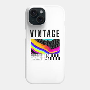 Vintage wavey viral graphic, Black Text Phone Case