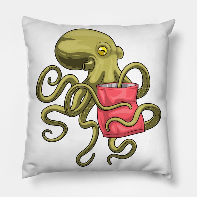 Octopus Bag of chips Pillow by Markus Schnabel