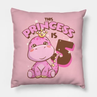 This Princess is 5 Girls 5th Birthday Pink Dinosaur Party Pillow