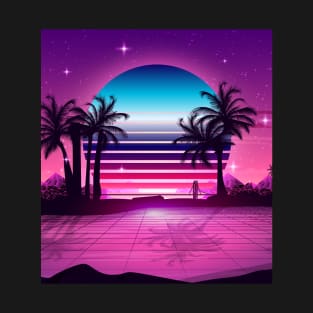 Dreamy Pink Sunset Retrowave T-Shirt