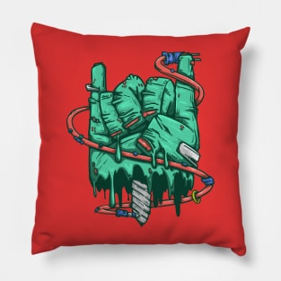 green zombie metal horns Pillow