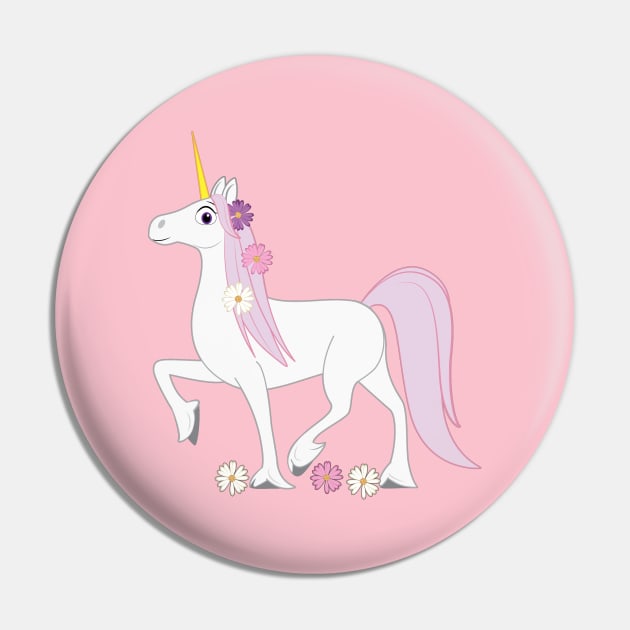 Unicorn with Daisies in her Mane Pin by PenguinCornerStore