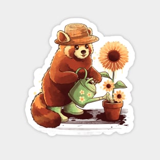 Red panda gardener Magnet