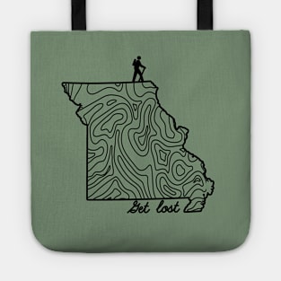 Get Lost Hiking Topographic Art Hike Missouri State Map Tote