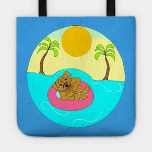 Pug resting on the sea Tote