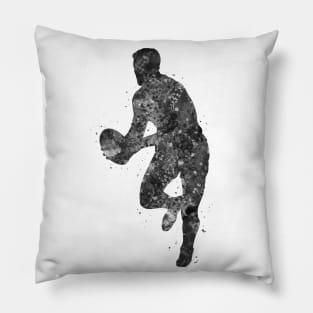 Rugby player black and white Pillow