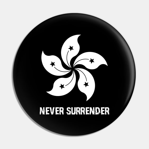 Never Surrender Free Hong Kong Pin by Fiends