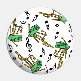 Bagpipes Black Music Note Pattern Pin