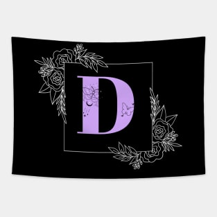 Purple Floral Butterfly Custom Monogram - Letter D Tapestry