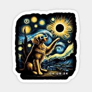 Golden Eclipse Retrievers: Stylish Tee Featuring Radiant Canine Companions Magnet