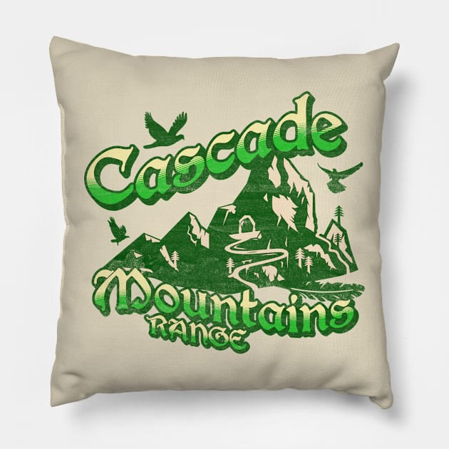 Cascade Mountains Graphic, North Cascades Hiking , Camping Lover Gift, Vacation Holiday Forest for him her woman Pillow by Snoe